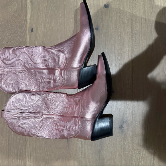 Jeffrey Campbell Metallic Rose Pink Western Boots - Picture 2 of 3